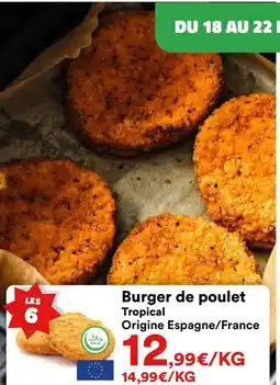 Hmarket Burger de poulet Tropical Origine Espagne/France offre
