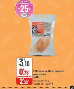 G20 HOPI 2 Oreilles de Boeuf séchées pour chiens offre
