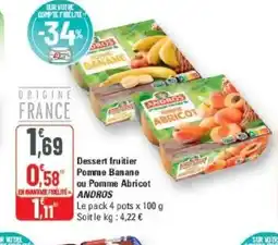 G20 ANDROS Dessert fruitier Pomme Banane ou Pomme Abricot offre