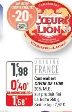 G20 CŒUR DE LION Camembert offre