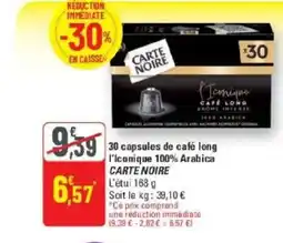 G20 CARTE NOIRE 30 capsules de café long I'Iconique 100% Arabica offre