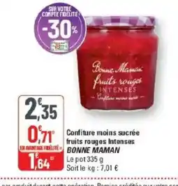 G20 BONNE MAMAN Confiture moins sucrée fruits rouges Intenses offre