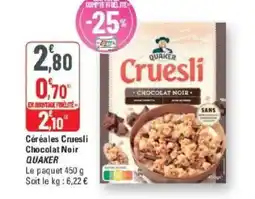 G20 QUAKER Céréales Cruesli Chocolat Noir offre