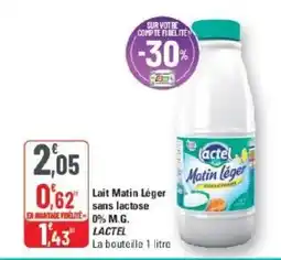 G20 LACTEL Lait Matin Léger sans lactose 0% M.G offre