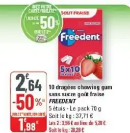 G20 FREEDENT 10 dragées chewing gum sans sucre goût fraise offre