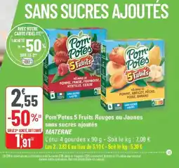 G20 MATERNE Pom'Potes 5 Fruits Rouges ou Jaunes sans sucres ajoutés offre