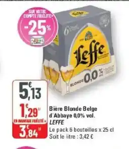 G20 LEFFE Bière Blonde Belge d'Abbaye 0,0% vol. offre