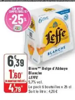 G20 LEFFE Bière Belge d'Abbaye Blanche offre