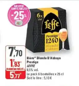 G20 LEFFE Bière Blonde D'Abbaye Prestige offre