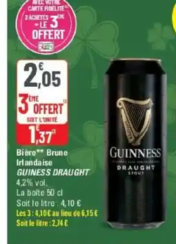 G20 GUINESS DRAUGHT Bière Brune Irlandaise offre