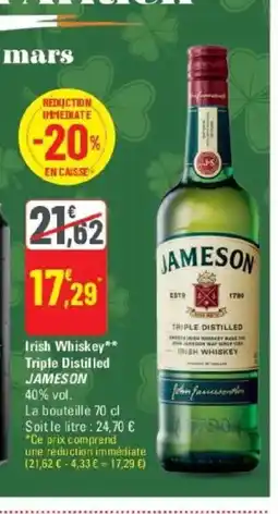 G20 JAMESON Irish Whiskey Triple Distilled offre