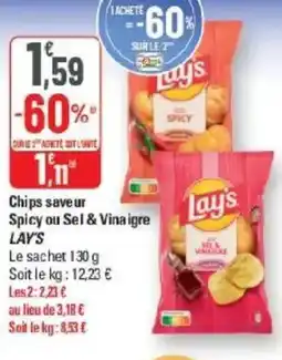 G20 LAYS Chips saveur Spicy ou Sel & Vinaigre offre
