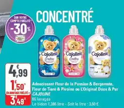 G20 CAJOLINE Adoucissant Fleur de la Passion & Bergamote, Fleur de Tiaré & Pivoine ou L'Original Doux & Pur offre