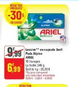 G20 ARIEL Lessive en capsule 3en1 Pods Alpine offre