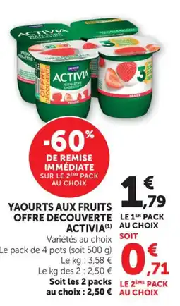 Maximarché ACTIVIA Yaourts aux fruits offre decouverte offre