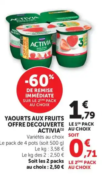 ACTIVIA Yaourts aux fruits offre decouverte
