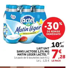 Maximarché LACTEL Lait uht sans lactose 1,2% mg matin leger offre
