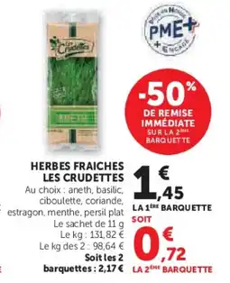 Hyper U Herbes fraiches les crudettes offre