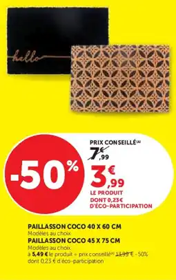 Hyper U Paillasson coco offre