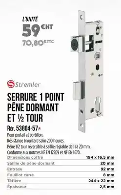 Master Pro Stremler - serrure 1 point pêne dormant et 1/2 tour offre
