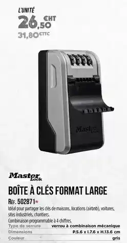 Master Pro Master lock - boîte à clés format large offre
