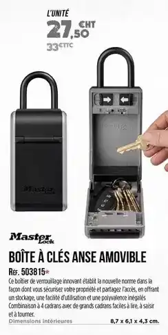 Master Pro Master lock - boîte à clés anse amovible offre