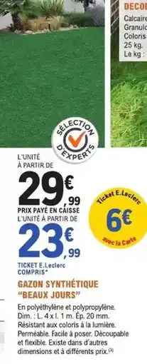 E.Leclerc Jardi Dim - gazon synthétique beaux jours offre