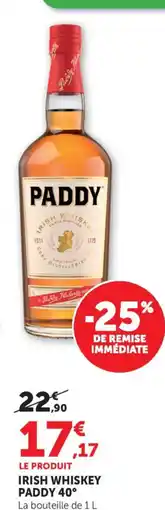 Maximarché PADDY 40° Irish whiskey offre