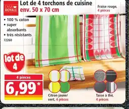 Norma CASA ROYALE Lot de 4 torchons de cuisine offre