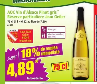 Norma AOC Vin d'Alsace Pinot gris Réserve particulière Jean Geiler offre
