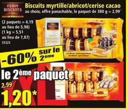 Norma FEINY BISCUITS Biscuits myrtille/abricot/cerise cacao offre