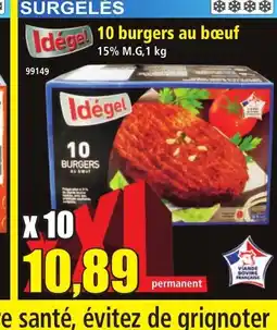 Norma IDÉGEL 10 burgers au bœuf offre