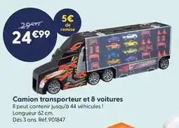 La Grande Récré Camion transporteur et 8 voitures offre