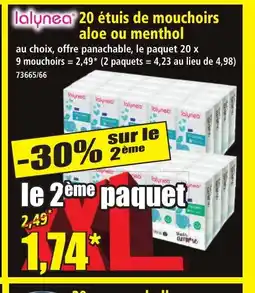 Norma LALYNEA 20 étuis de mouchoirs aloe ou menthol offre