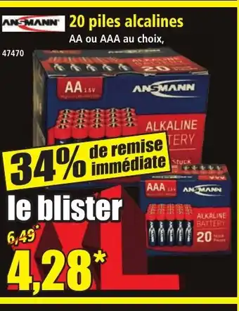 Norma ANSMANN 20 piles alcalines offre