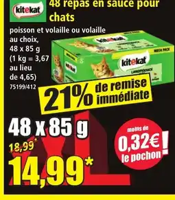 Norma KITEKAT 48 repas en sauce pour chats offre