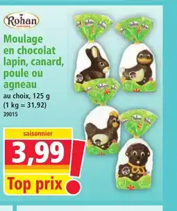 Norma ROHAN Moulage en chocolat lapin, canard, poule ou agneau offre