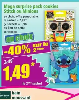 Norma Mega surprise pack cookies Stitch ou Minions offre