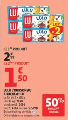 Auchan Supermarché Lu - l'ourson au chocolat offre
