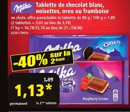 Norma MILKA Tablette de chocolat blanc, noisettes, oreo ou framboise offre