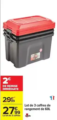 Carrefour Drive Sundis - lot de 3 coffres de rangement de 60l offre
