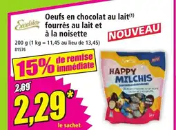Norma EXCELSIOR Oeufs en chocolat au lait(1) fourrés au lait et à la noisette offre
