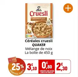Coccinelle Express Céréales cruesli quaker offre