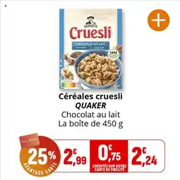 Coccinelle Express Céréales cruesli quaker offre