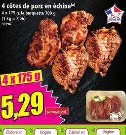 Norma 4 côtes de porc en échine offre