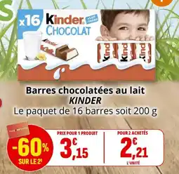 Coccinelle Express Barres chocolatées au lait kinder offre