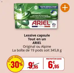 Coccinelle Express Lessive capsule tout en un ariel offre