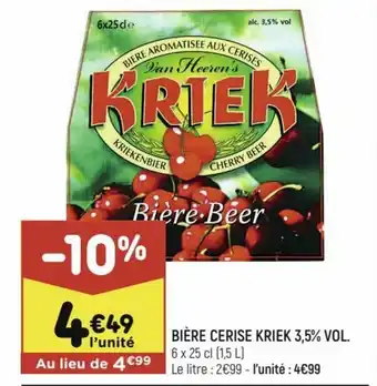 Leader Price Bière Cerise Kriek 3,5% Vol offre