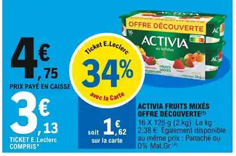 E.Leclerc Activia Fruits Mixés offre