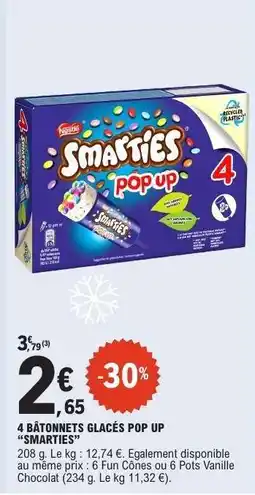 E.Leclerc 4 BÂTONNETS GLACÉS POP UP “SMARTIES” offre